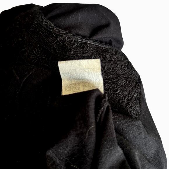 JOHNNY WAS Vintage Cotton Black Shirt Embroidery Panel down front in Sz S - Picture 7 of 8